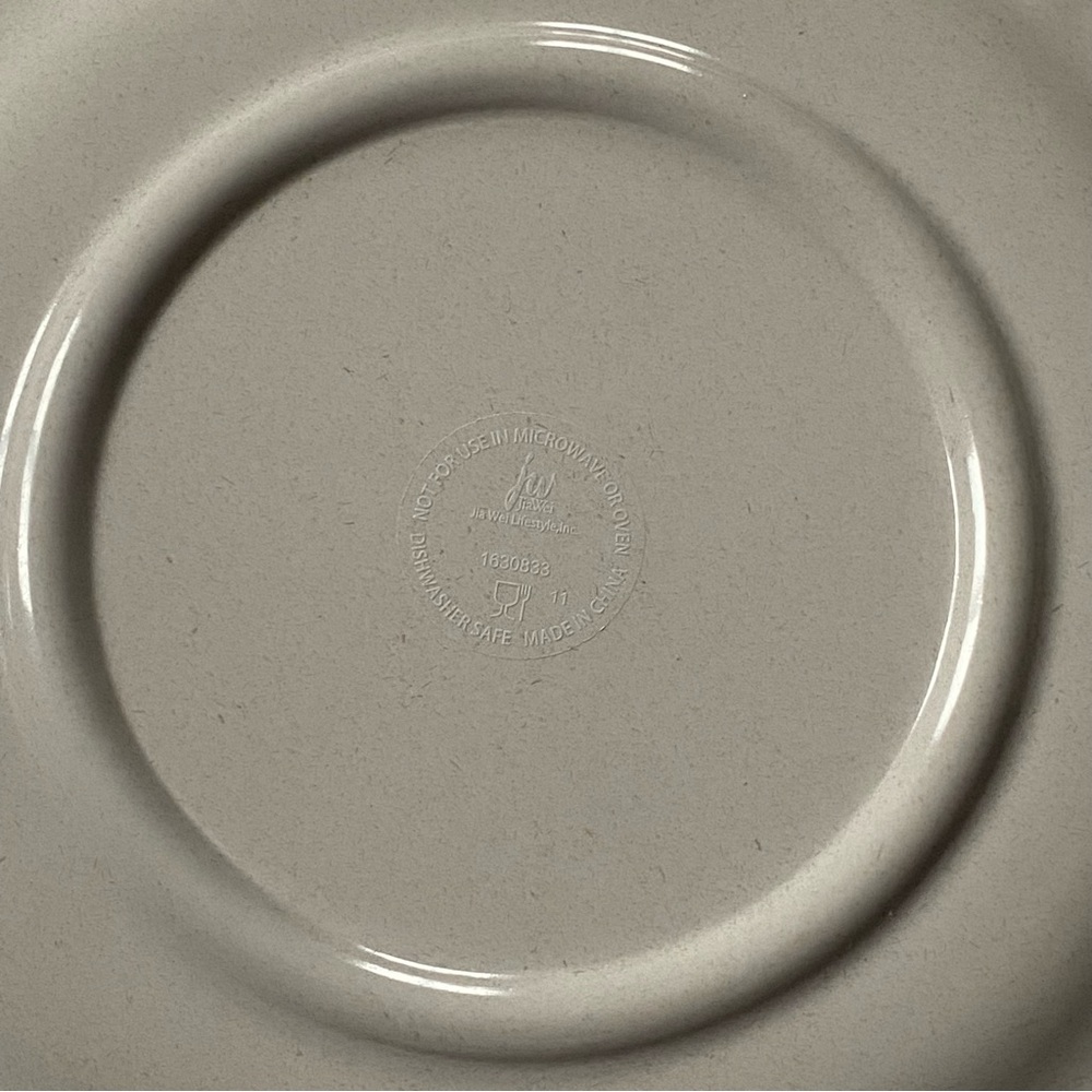 Melamine Dinner Plates 11” Set Of 4 Jai Wei green yellow and white striped EUC - Picture 14 of 16